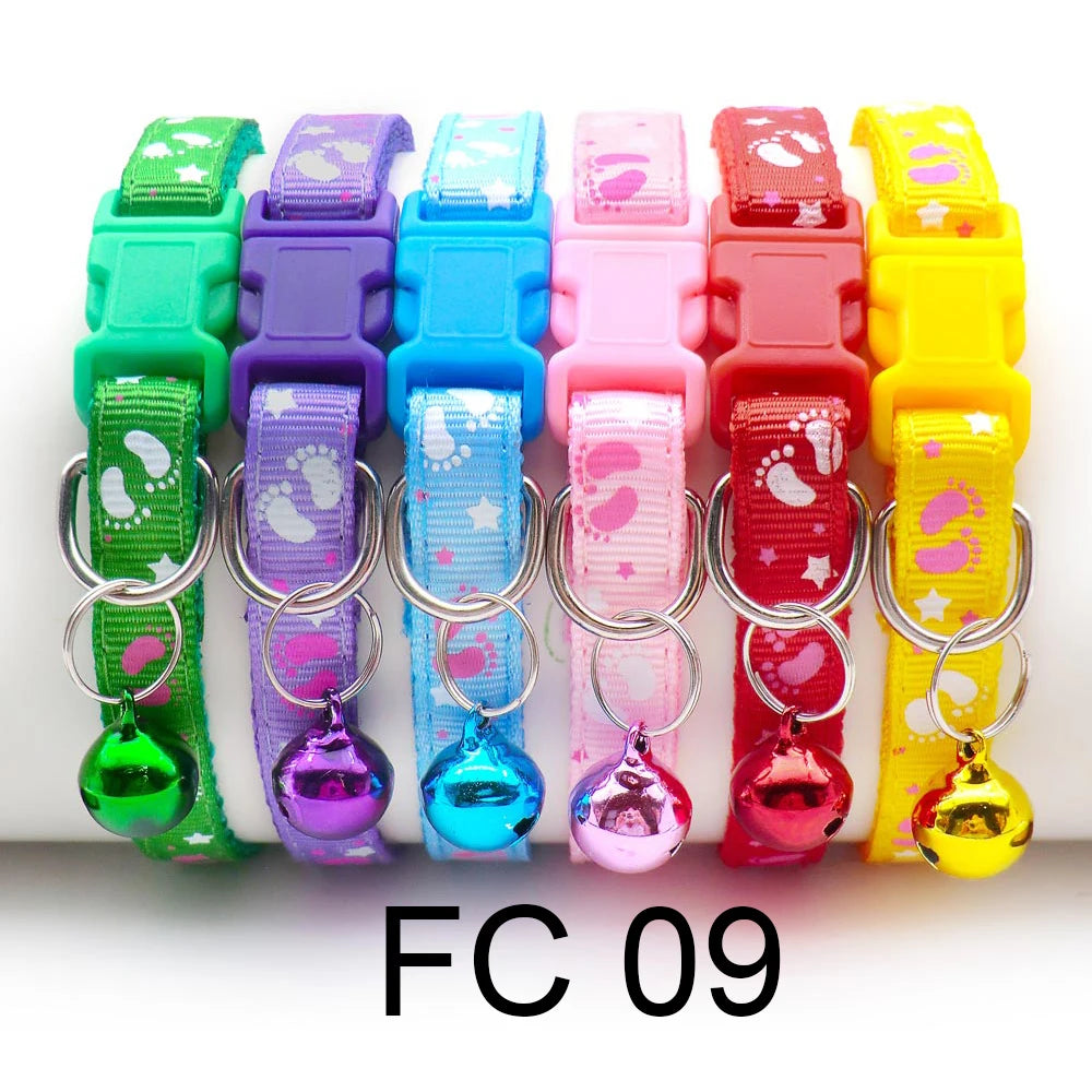 12 Pcs Wholesale Collars for Cat Collar With Bell Adjustable Necklace Cat Puppy Kitten Collar Dropshipping Pet Cats Collar Perro