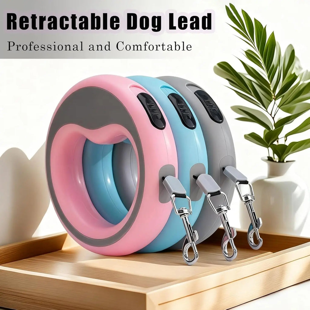 Retractable Dog Lead Heavy-Duty Extendable Dog Leads Strong Nylon Tape Leash One-Handed Brake  Lock Tangle-Free Design for Small