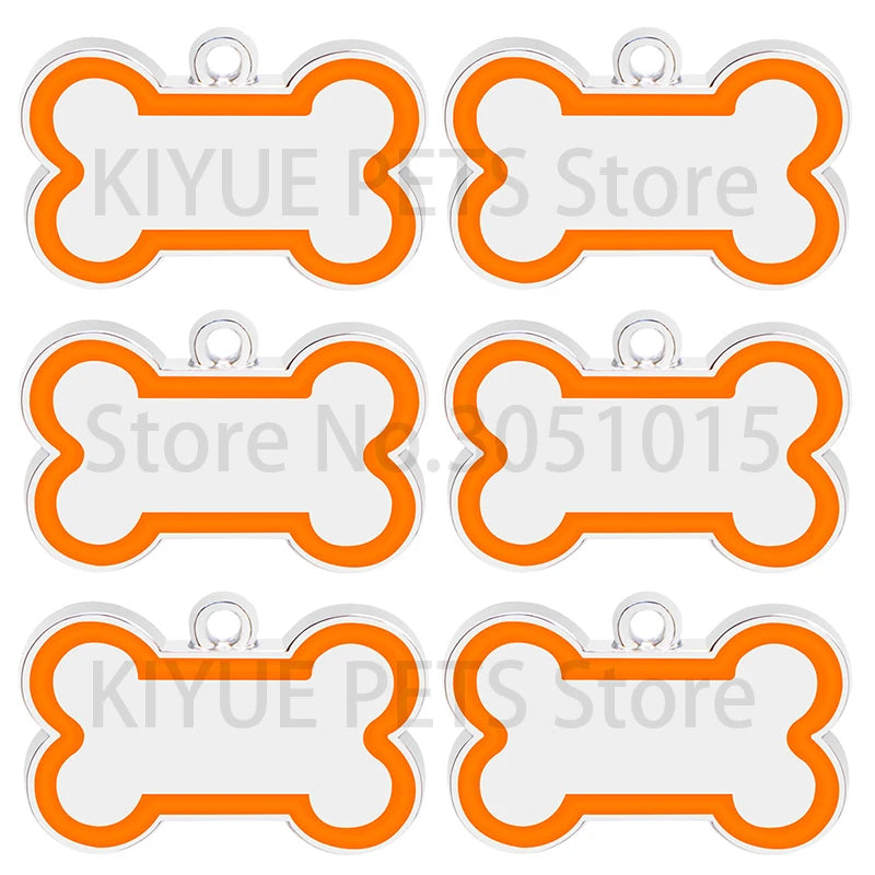 Wholesale 100Pcs 10 Colorful Cute Engraved ID Dog Tag Bone DIY Dog Id Tags For Dog Cat Personalized Collars Pet Accessories