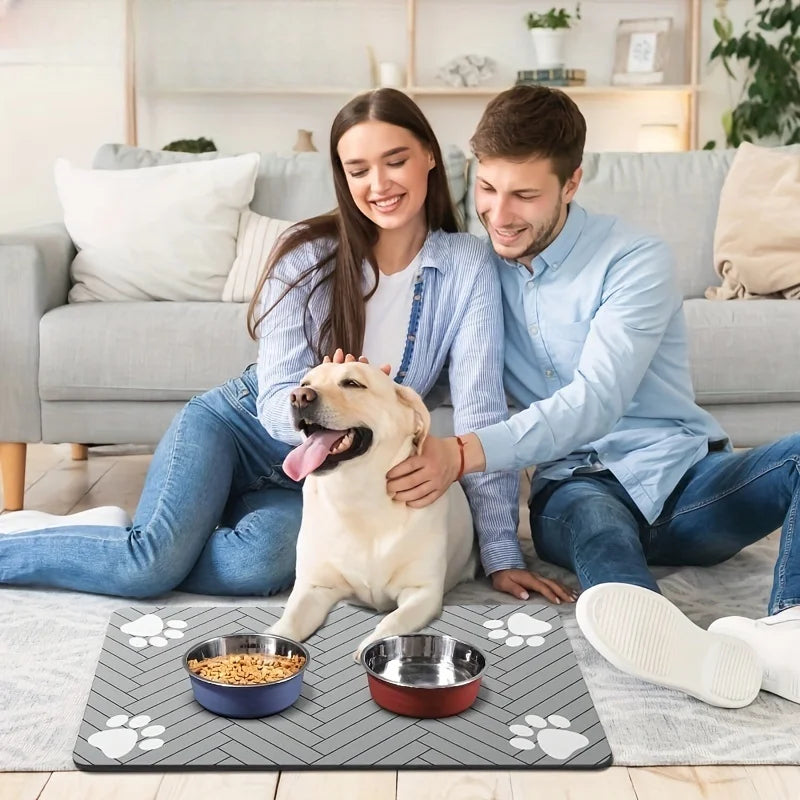 Waterproof Dog Food Mat – Heavy-Duty Non-Slip Feeding Tray with S/M Sizes for Messy Eaters, Durable Absorbent Diner Mat