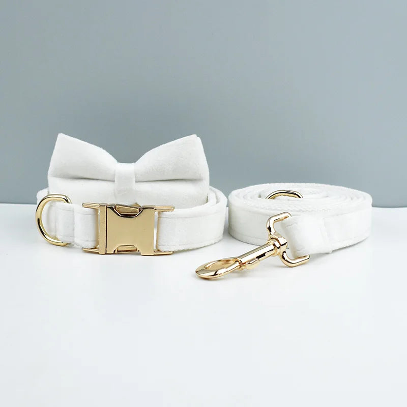 Velvet Collar Free Engrave Dog Collar Leash For Medium Big Pet Necklace Dog Accessories Dog Collars