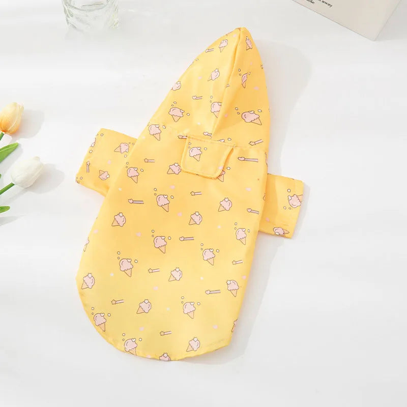 Dog Raincoat with Hat Waterproof Dog Short Sleeve Summer Outdoor Coat for Bichon Schnauzer and Other Small Dogs