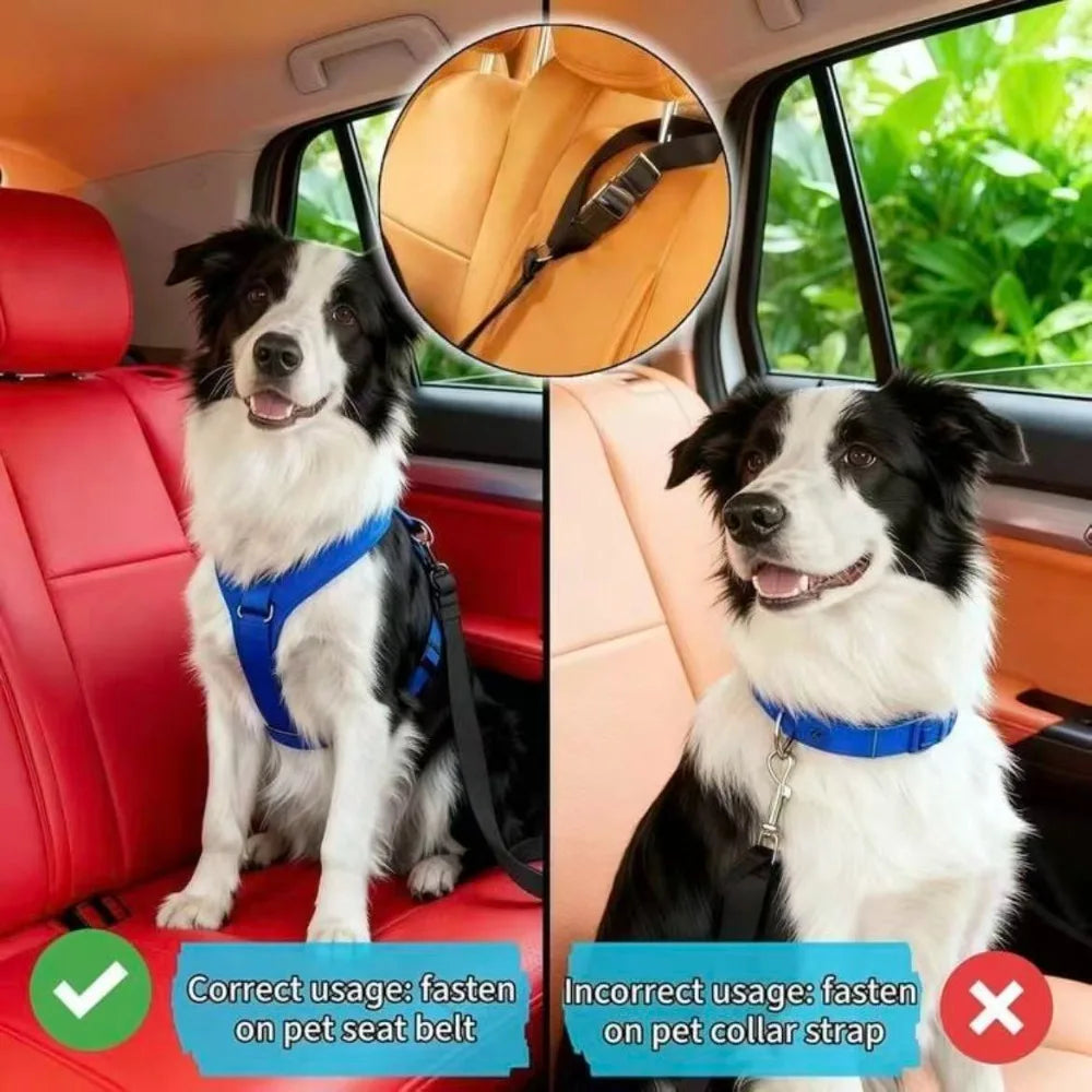 1pc Pet Dog And Cat Seat Belt, Car Headrest Restraint, Adjustable Safety Rope, Car Seat Belt