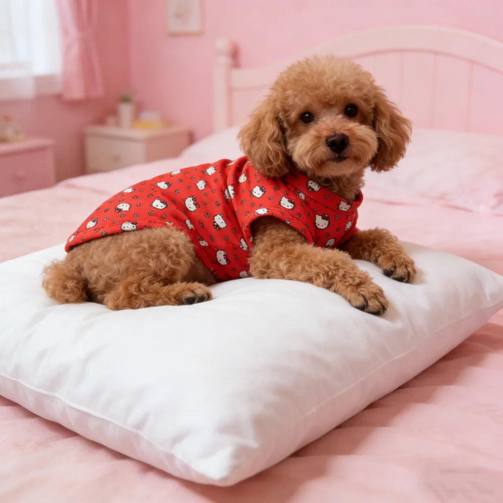1pc  Fashionable full body printed pet vest, Sanrio's new soft pet sleeveless T-shirt
