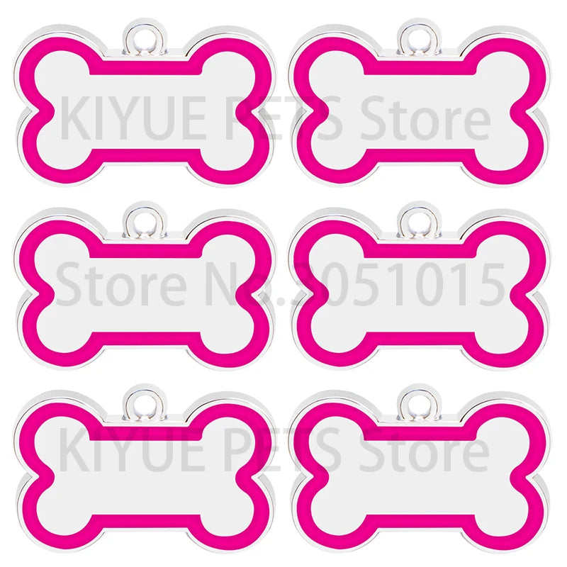 Wholesale 100Pcs 10 Colorful Cute Engraved ID Dog Tag Bone DIY Dog Id Tags For Dog Cat Personalized Collars Pet Accessories