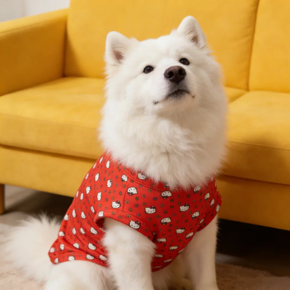 1pc  Fashionable full body printed pet vest, Sanrio's new soft pet sleeveless T-shirt