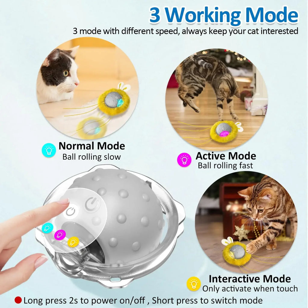 Sports Activated Interactive Cat Toy Indoor Cat with Automatic Moving Ball Toy Spinning Ball and Light Electric Cat Mouse Toys