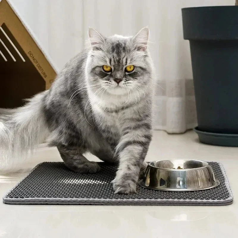 Cat Litter Mat 4 Size Large Honeycomb Double Layer Litter Trapping Non Slip Waterproof Urine Proof Cat Litter Box Kitten Beige