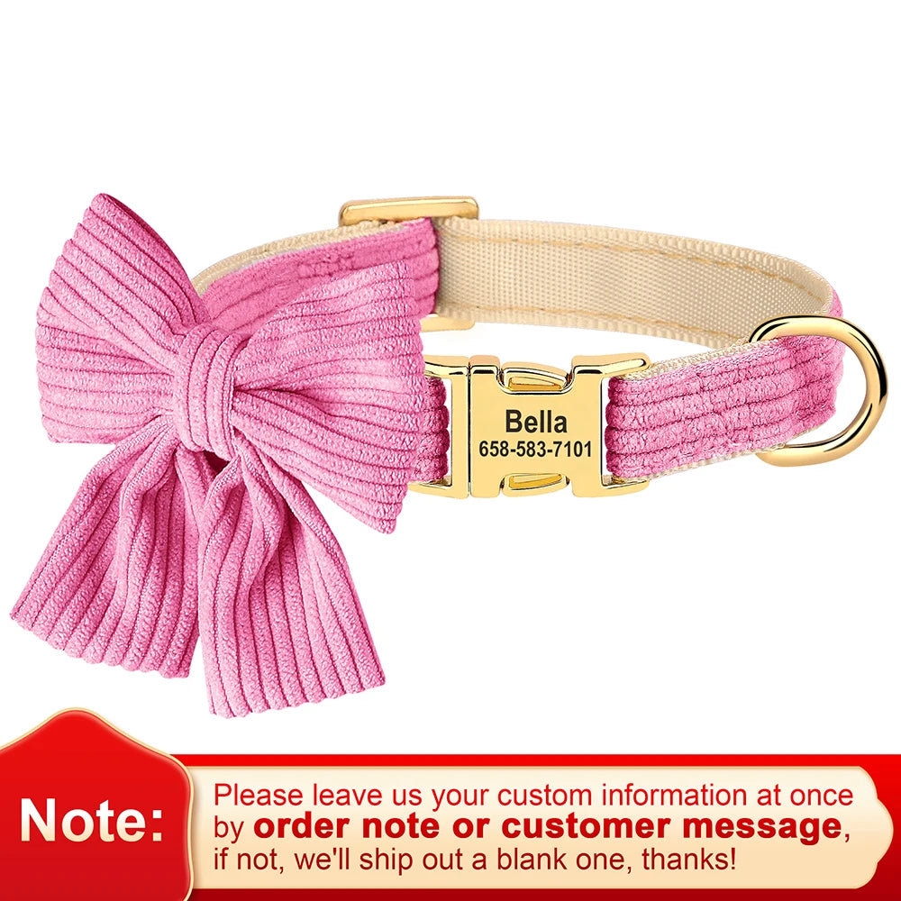 Personalized Dog Collar Big Bowtie Pet Dog ID Collars Free Engraving Cute Bowknot For Small Medium Dogs Cats Pet Accessories