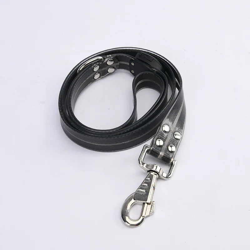 Pet light-up collar leash LED flashing collar USB charging dog walking pulling belt adjustable dog collar fashion pet supplies