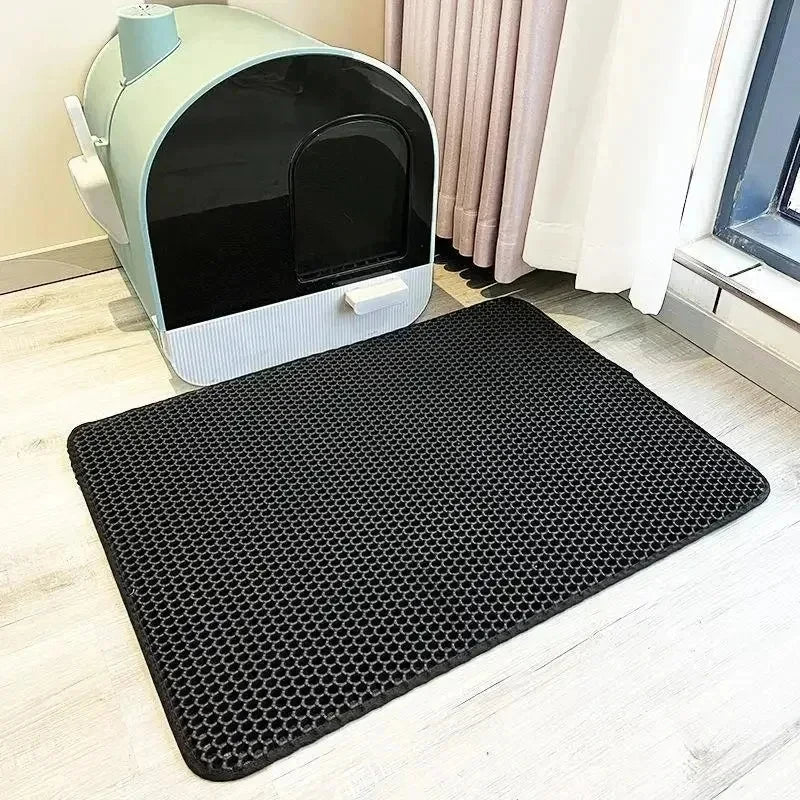 Cat Litter Mat 4 Size Large Honeycomb Double Layer Litter Trapping Non Slip Waterproof Urine Proof Cat Litter Box Kitten Beige