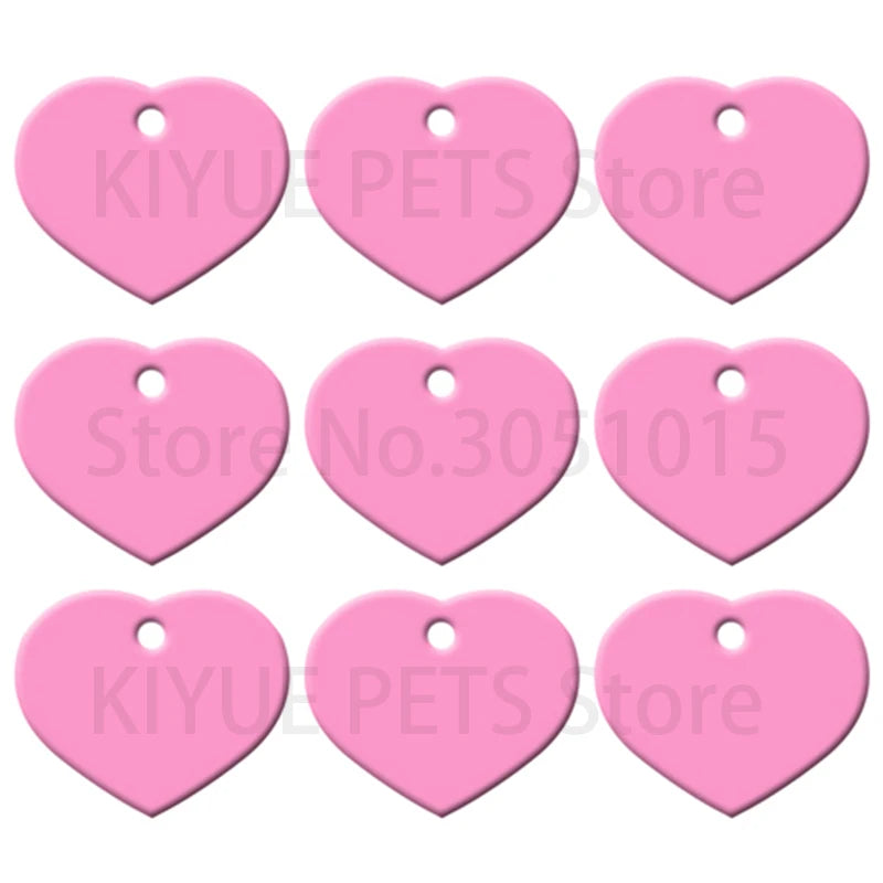 Wholesale 100Pcs Heart Dog Tag Pet ID tags customize Aluminum Anodizing Blank Name Tag Collar Charm Pendant Wedding Decoration