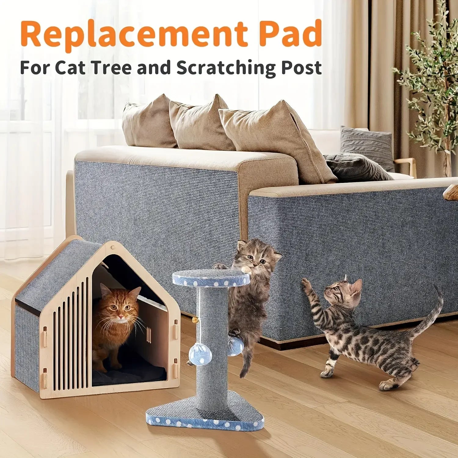Trimable Cat Furniture Protector，Equipped with self-adhesive scratch pads，Protect the Sofa、Door and Cat Tree Stand Safe from Cla