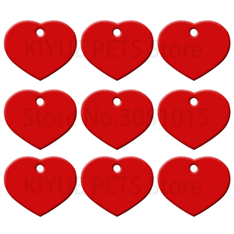 Wholesale 100Pcs Heart Dog Tag Pet ID tags customize Aluminum Anodizing Blank Name Tag Collar Charm Pendant Wedding Decoration