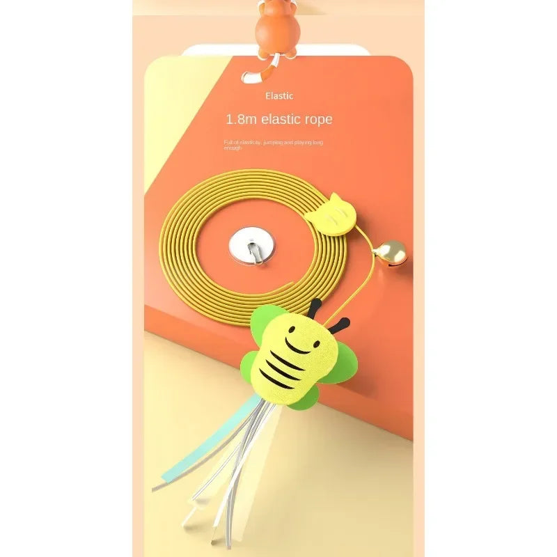 Cat Rope Long Rope Teasing Cat Toy Accessories Pet Kitten Toy Cat Toy Swing Sticky Disc Elastic with Bell Hanging Door Teasing