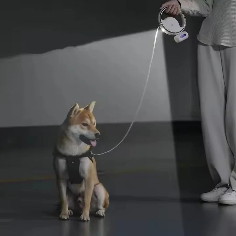 3m Automatic Retractable Pet Leash Long Dog Walking Traction Lead With Waste Bag Dispenser Puppy Durable Led Light Rope Supplies