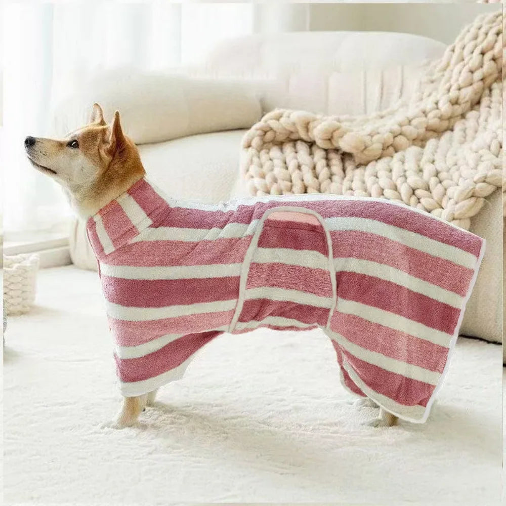 New Water Absorption Dog Bathrobe Quick Drying Microfiber Pet Clothes Double Layer Adjustable Hood Cat Towel Beach Time