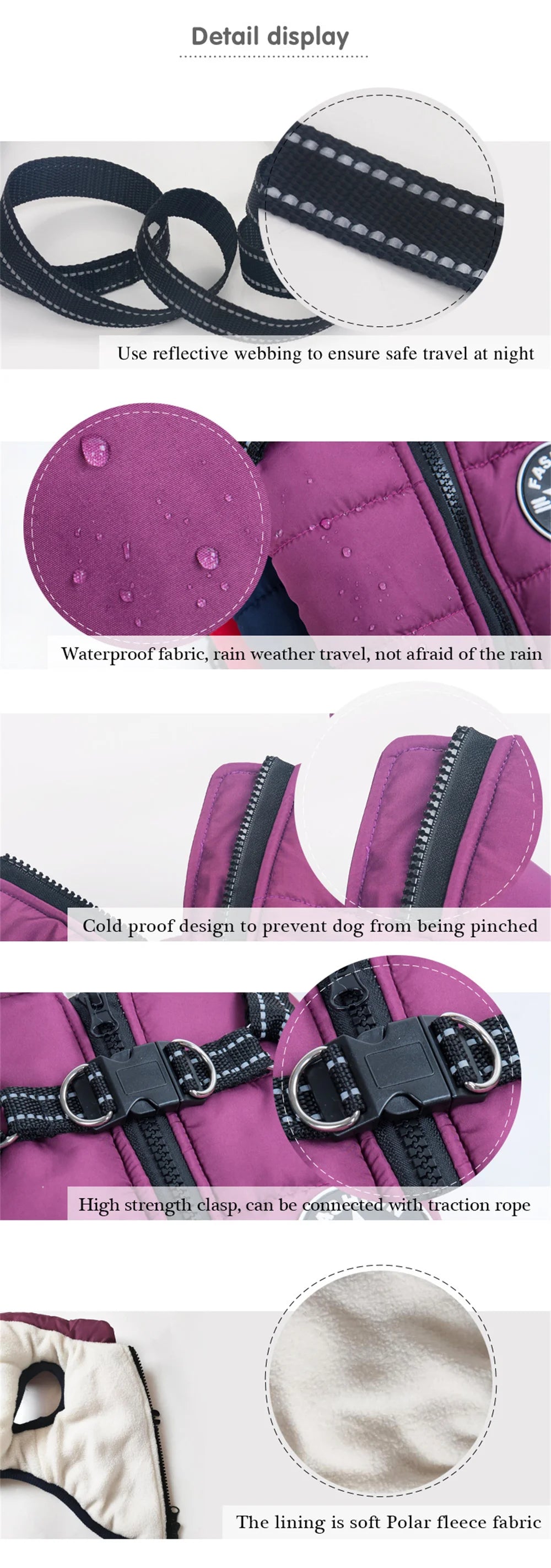 Waterproof Dog Jacket Vest with Reflective Harness Winter Pet Clothes for Small Medium Dogs Shiba Inu Doberman Outdoor Jackets