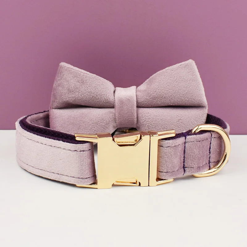 Velvet Collar Free Engrave Dog Collar Leash For Medium Big Pet Necklace Dog Accessories Dog Collars