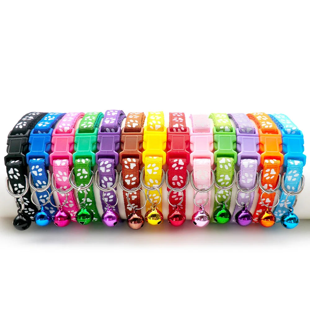 12 Pcs Wholesale Collars for Cat Collar With Bell Adjustable Necklace Cat Puppy Kitten Collar Dropshipping Pet Cats Collar Perro