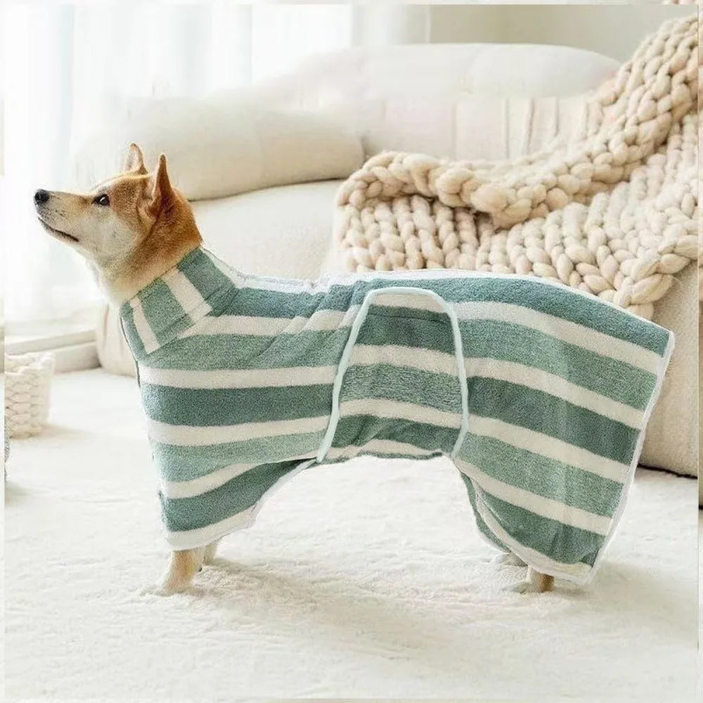 New Water Absorption Dog Bathrobe Quick Drying Microfiber Pet Clothes Double Layer Adjustable Hood Cat Towel Beach Time
