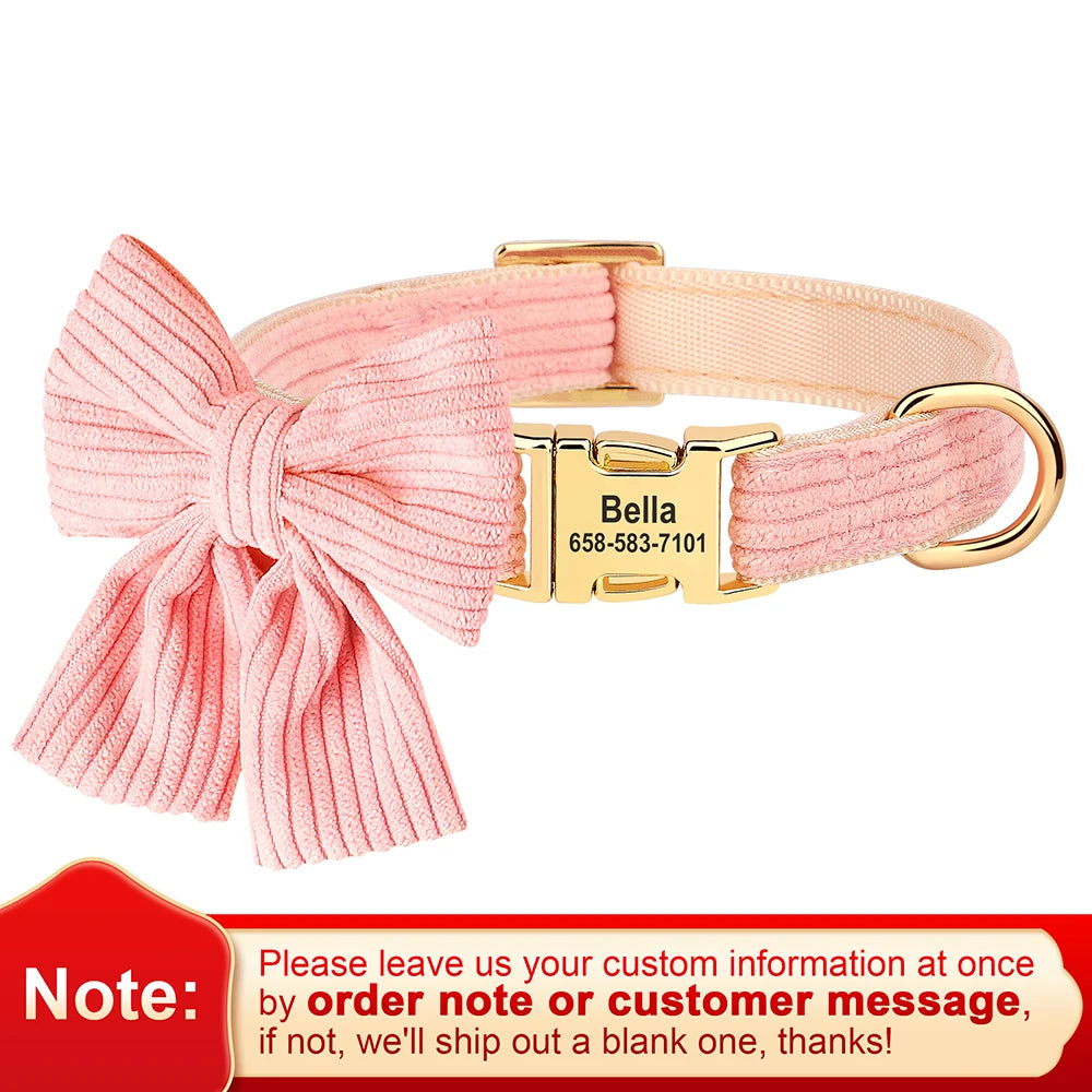Personalized Dog Collar Big Bowtie Pet Dog ID Collars Free Engraving Cute Bowknot For Small Medium Dogs Cats Pet Accessories