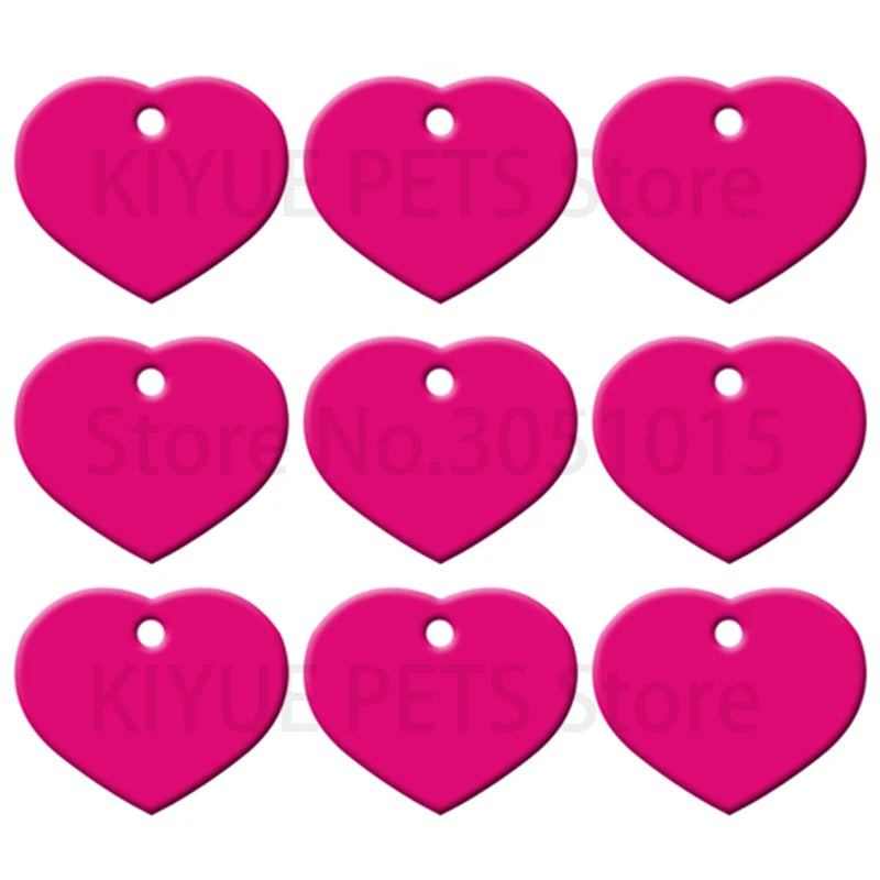 Wholesale 100Pcs Heart Dog Tag Pet ID tags customize Aluminum Anodizing Blank Name Tag Collar Charm Pendant Wedding Decoration