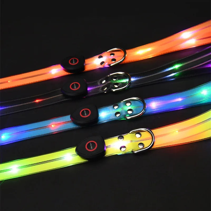 Pet light-up collar leash LED flashing collar USB charging dog walking pulling belt adjustable dog collar fashion pet supplies