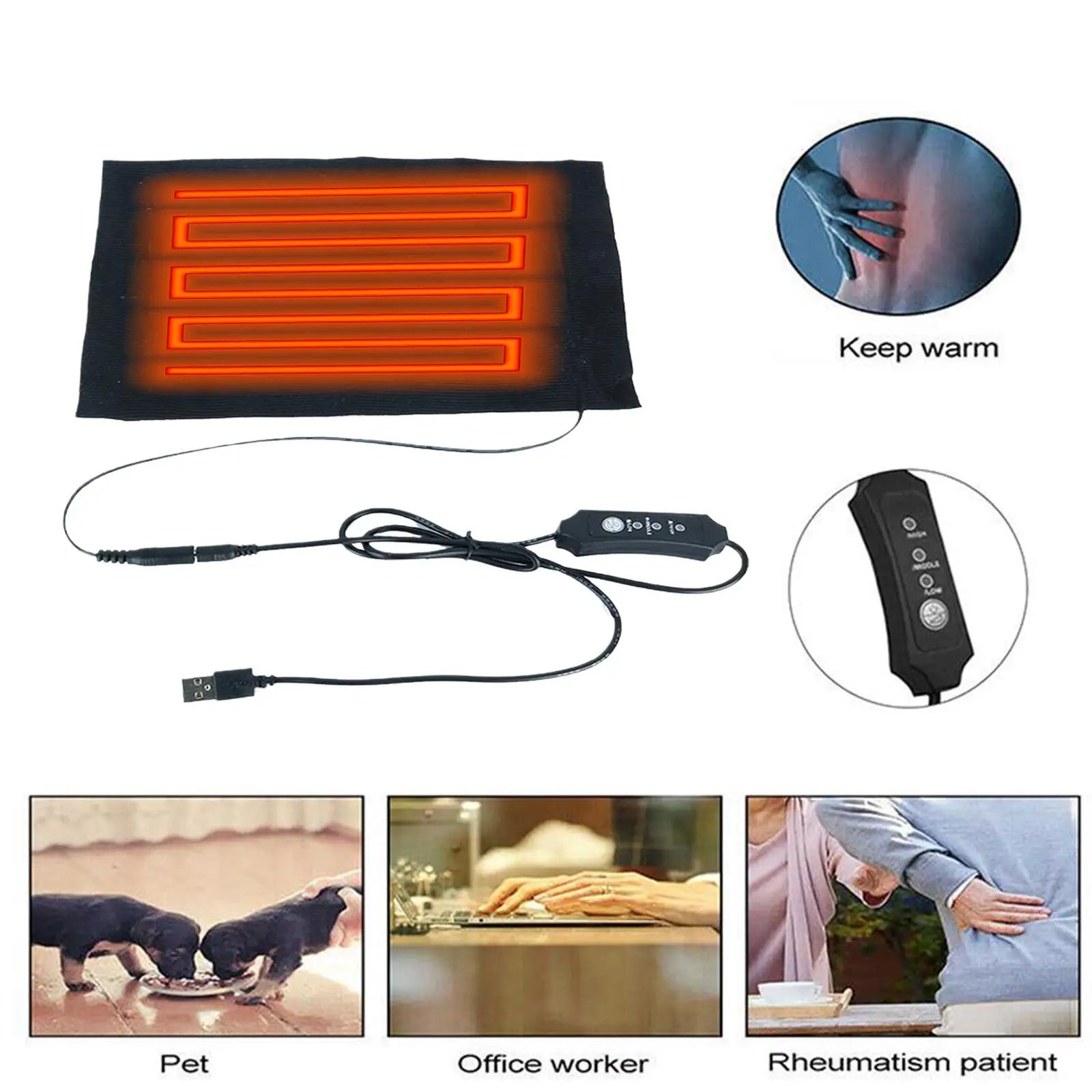 USB Heating Pad Warm Folding Heated Sheet Waterproof Dog Car Seat Mat Cushion Pet Reptile Winter Pet Warmer Electric Heating Pad