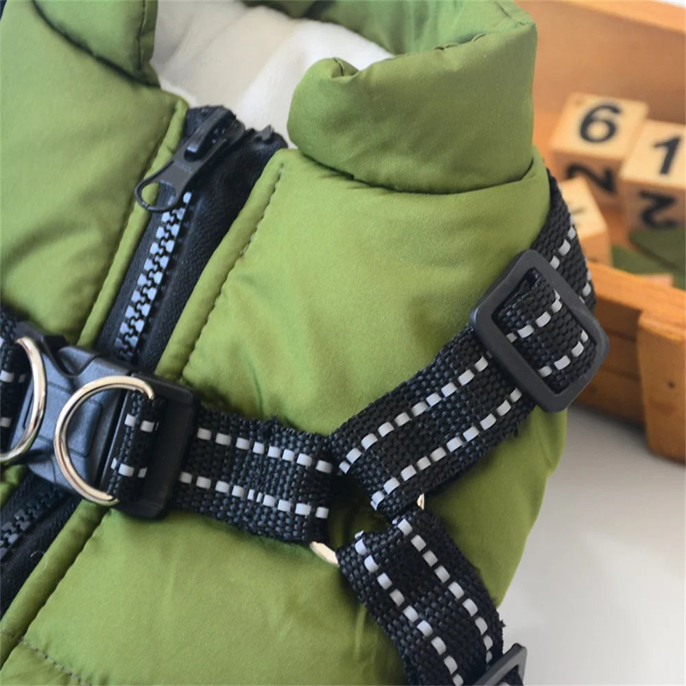 Waterproof Dog Jacket Vest with Reflective Harness Winter Pet Clothes for Small Medium Dogs Shiba Inu Doberman Outdoor Jackets