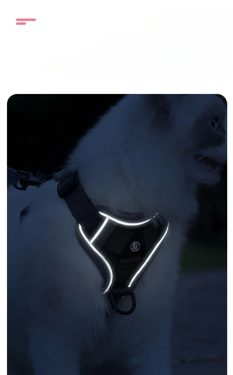 New No Pull Dog Harness and Leash Set Adjustable Pet Harness Vest for Small Dogs Cats Reflective Dog Chest Strap Lead Walking