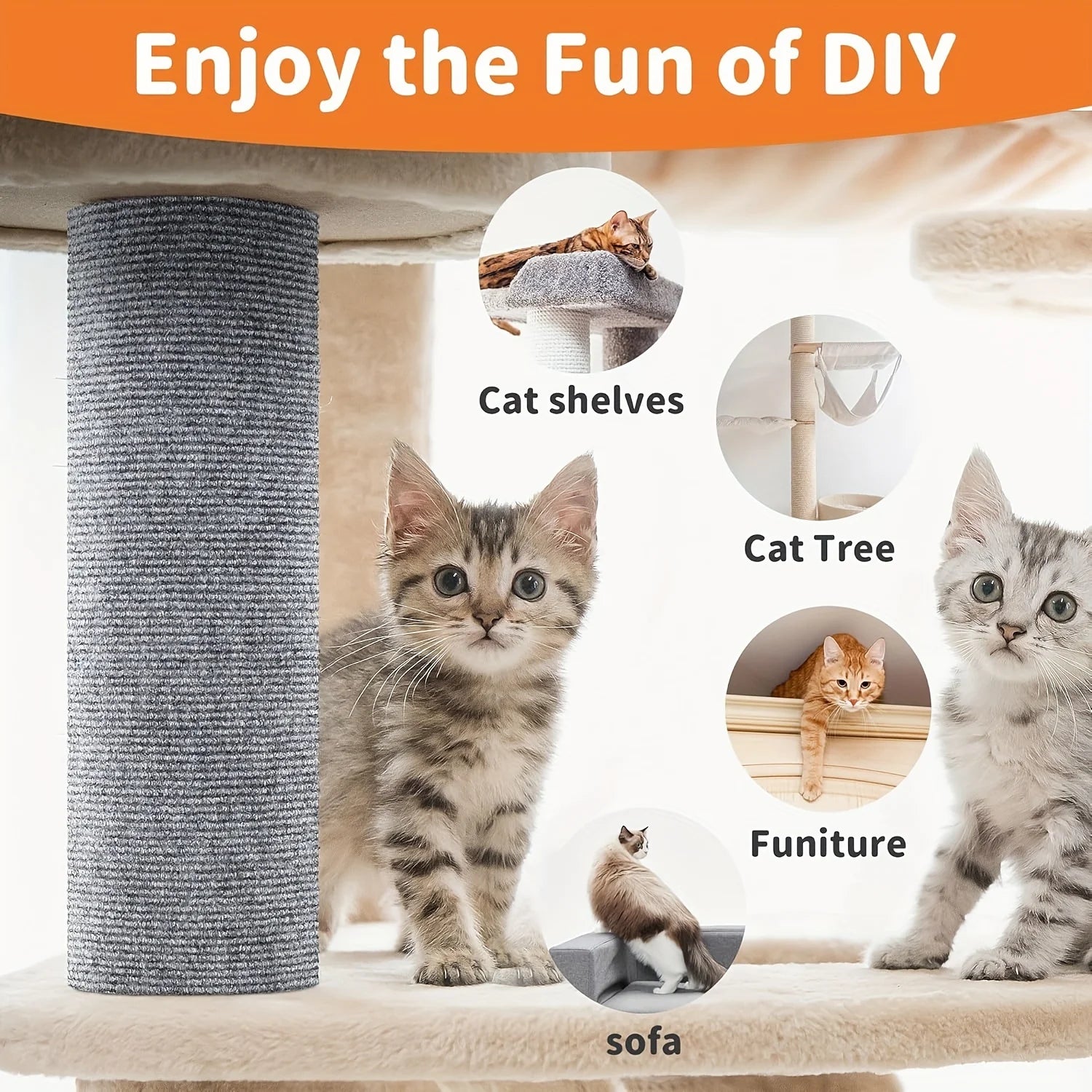Trimable Cat Furniture Protector，Equipped with self-adhesive scratch pads，Protect the Sofa、Door and Cat Tree Stand Safe from Cla
