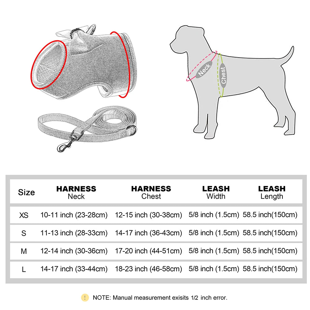 Personalized Dog Harness and Leash Set Free Print Name Pet Vest Harness Lead with Cute Bowtie for Small Medium Dogs Cats Pug