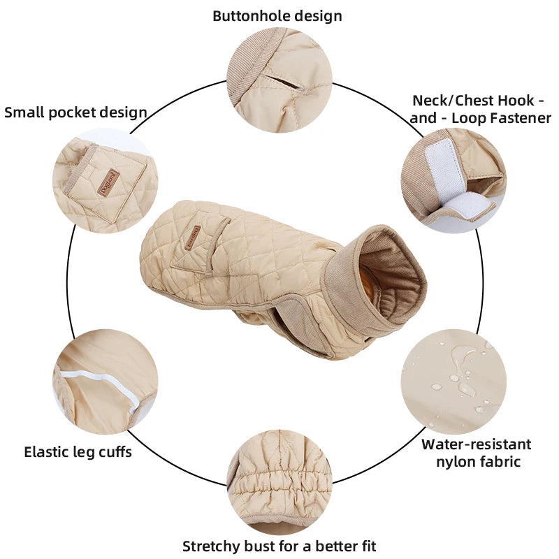 Winter Dog Coat for Dachshund Water Repellent Warm Dog Jacekt for Small Short-Leg Dogs Diamond Quilted Windproof Dog Clothing
