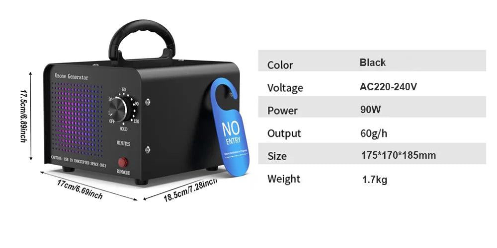 AC110V AC240V Ozone Generator 60000mg/h Ozone Machines for Home and Commercial Use Car Basement Offices Smoke and Pet Room