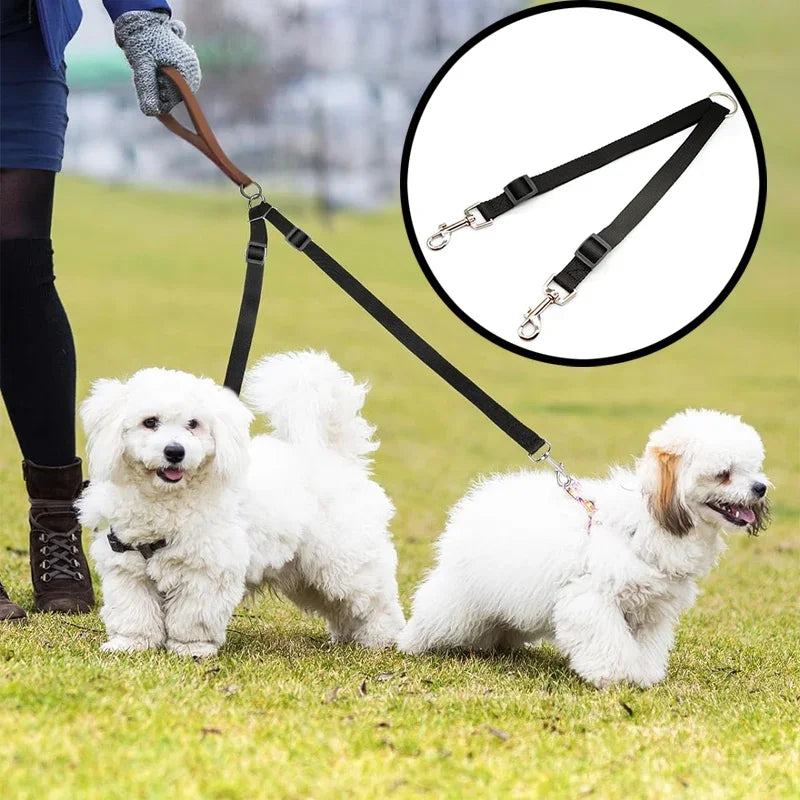 Nylon Pet Dog Leash Colorful Traction Rope Detachable One For Two Pet Dog Traction Leash Nylon Double Leash Kit For 2 Dogs
