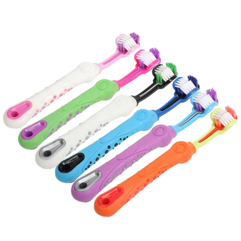 Three Sided Pet Toothbrush Three-Head Multi-angle Toothbrush Cleaning Dog Cat Brushes Bad Breath Teeth Care ToolS