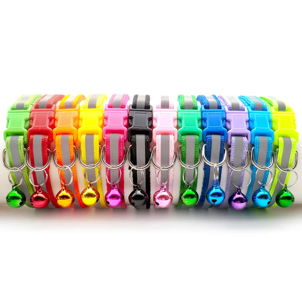 12 Pcs Wholesale Collars for Cat Collar With Bell Adjustable Necklace Cat Puppy Kitten Collar Dropshipping Pet Cats Collar Perro
