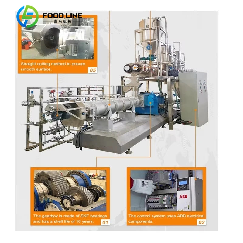 4-6Tph multi-purpose three-screw extrusion pet food making machine full production line dog cat fish food making machine