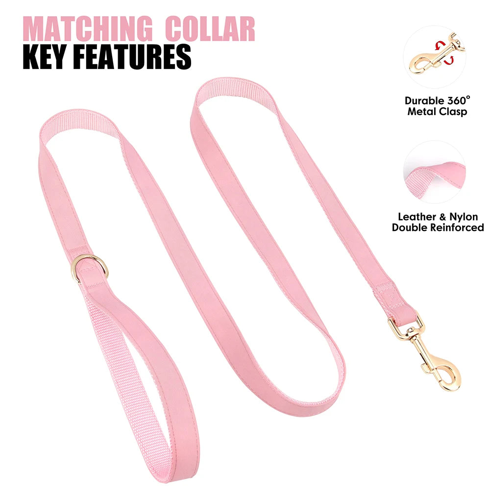 3pcs/lot Dog Collar Leash Bag Set Personalized Dog Collars Custom PU Leather Pet Buckle Necklace With Lead Poop Bag for Dogs Pug