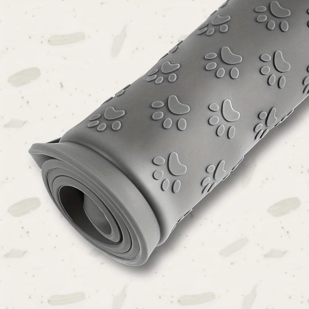 Pet Placemat  Non Slip, Paw Print Design Keeps Floors Spotless  Pets Content, Easy Clean Silicone mat