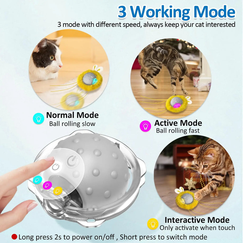 Sports Activated Interactive Cat Toy Indoor Cat with Automatic Moving Ball Toy Spinning Ball and Light Electric Cat Mouse Toys