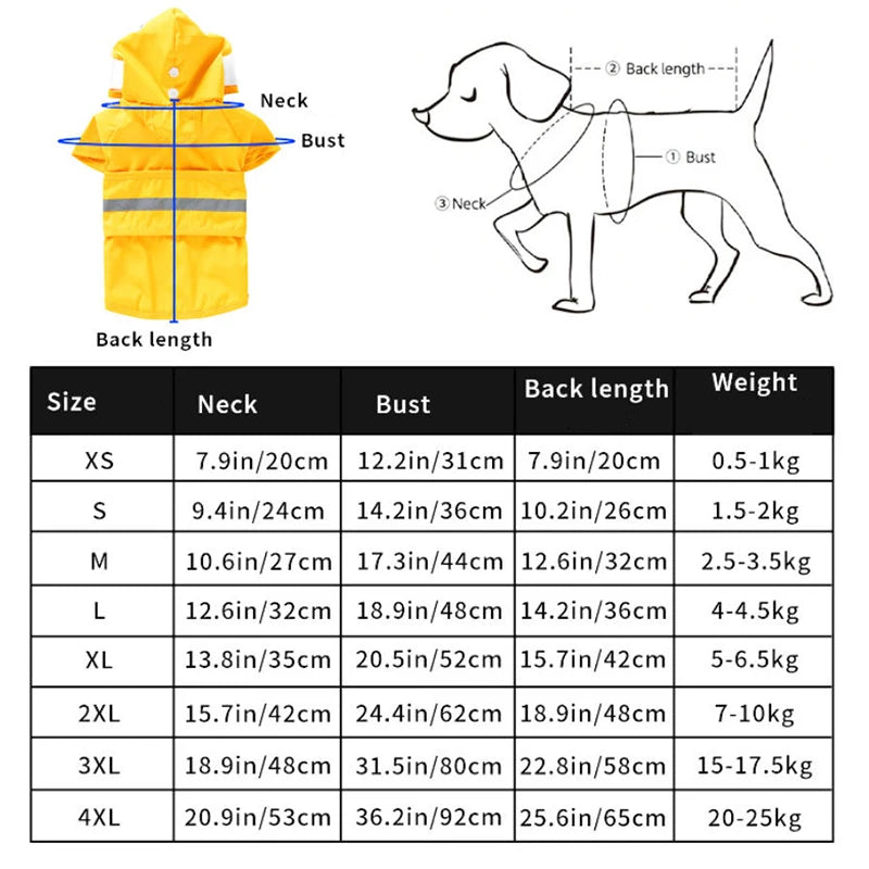 Fashionable Pet Hooded Raincoat, Dog Raincoat, Cape Style Reflective Dog Clothing To Keep Your Dog Dry and Comfortable on Rainy