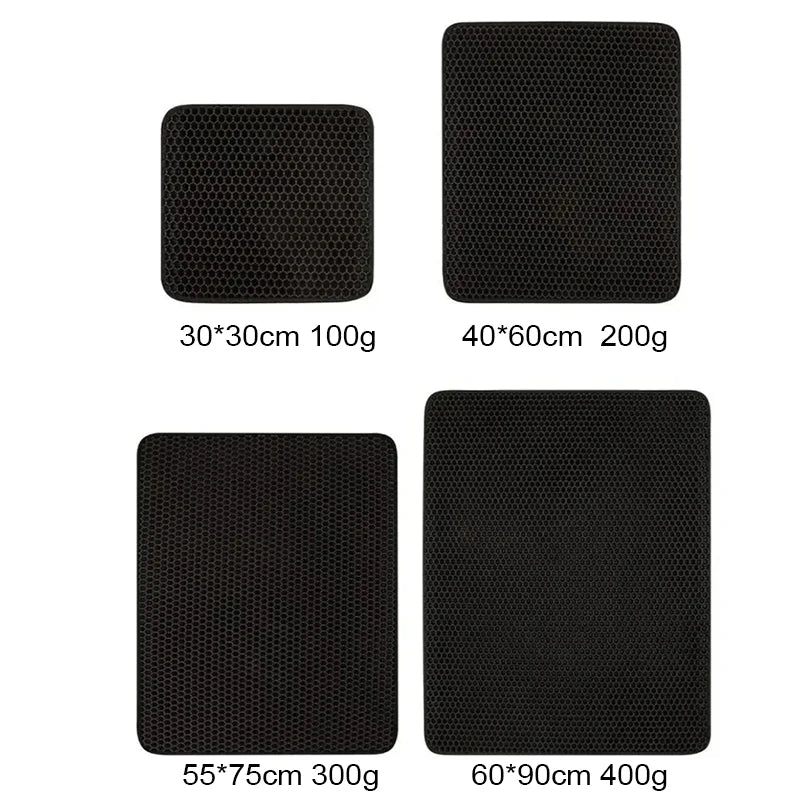 Cat Litter Mat 4 Size Large Honeycomb Double Layer Litter Trapping Non Slip Waterproof Urine Proof Cat Litter Box Kitten Beige