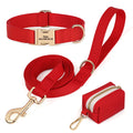 3pcs/lot Dog Collar Leash Bag Set Personalized Dog Collars Custom PU Leather Pet Buckle Necklace With Lead Poop Bag for Dogs Pug