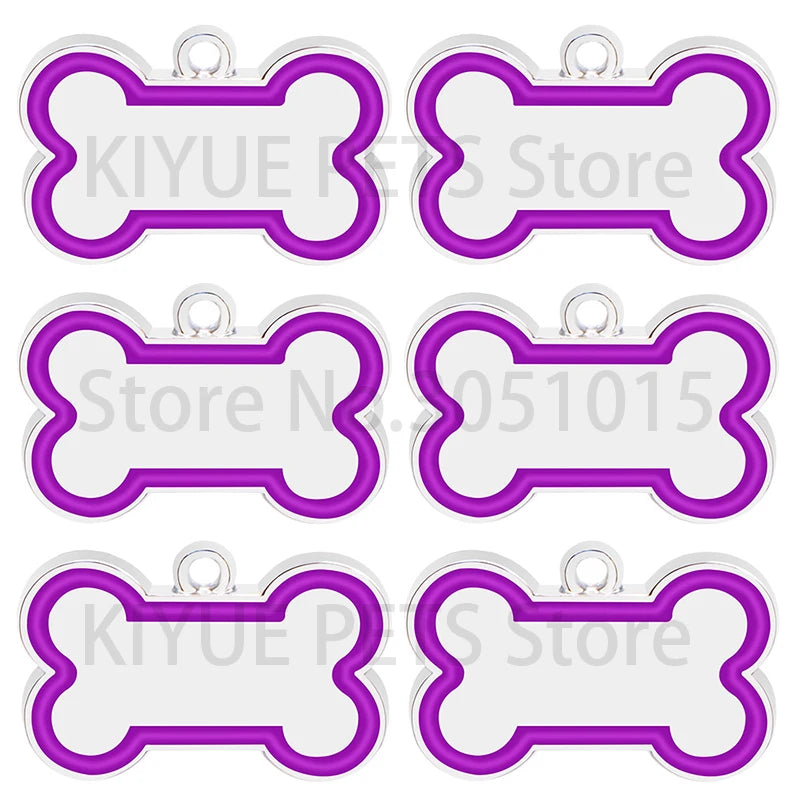 Wholesale 100Pcs 10 Colorful Cute Engraved ID Dog Tag Bone DIY Dog Id Tags For Dog Cat Personalized Collars Pet Accessories