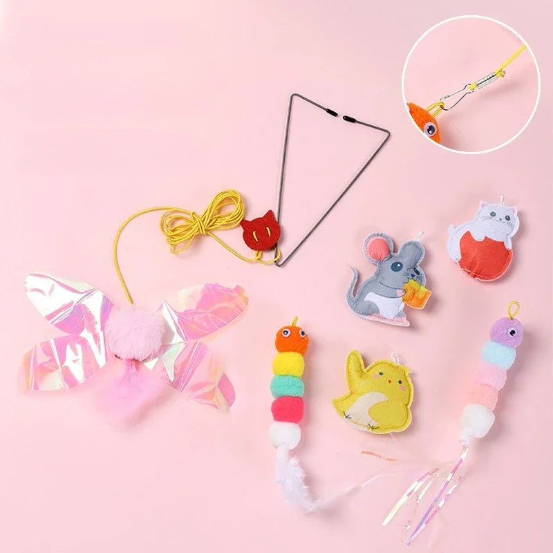 Cat Rope Long Rope Teasing Cat Toy Accessories Pet Kitten Toy Cat Toy Swing Sticky Disc Elastic with Bell Hanging Door Teasing