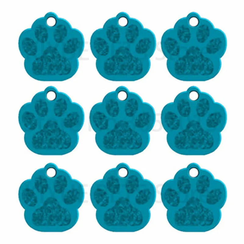 Wholesale 20Pcs PAW Shape 3D Exquisite Personalized Pet Dog ID Tags Custom Engraved Name Phone No. Cat For Dog  Pet Accessories