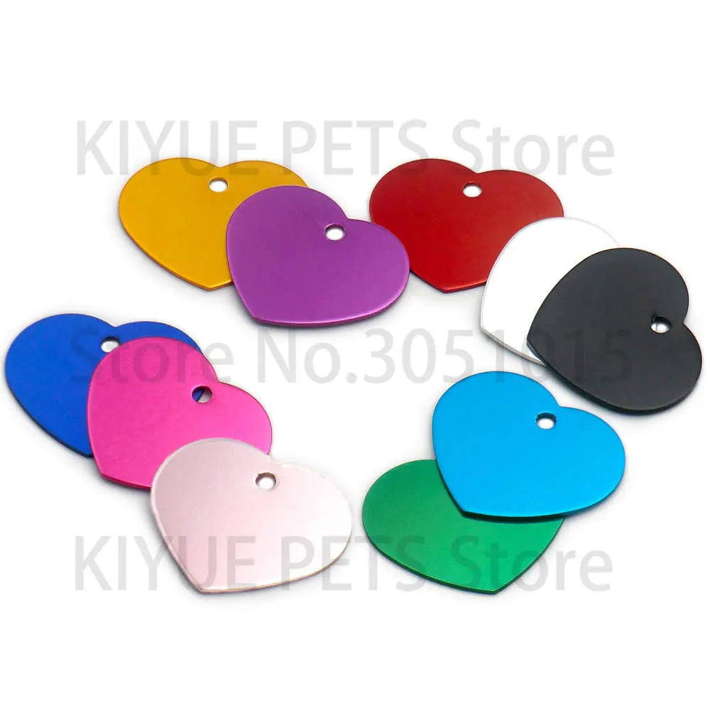 Wholesale 100Pcs Heart Dog Tag Pet ID tags customize Aluminum Anodizing Blank Name Tag Collar Charm Pendant Wedding Decoration