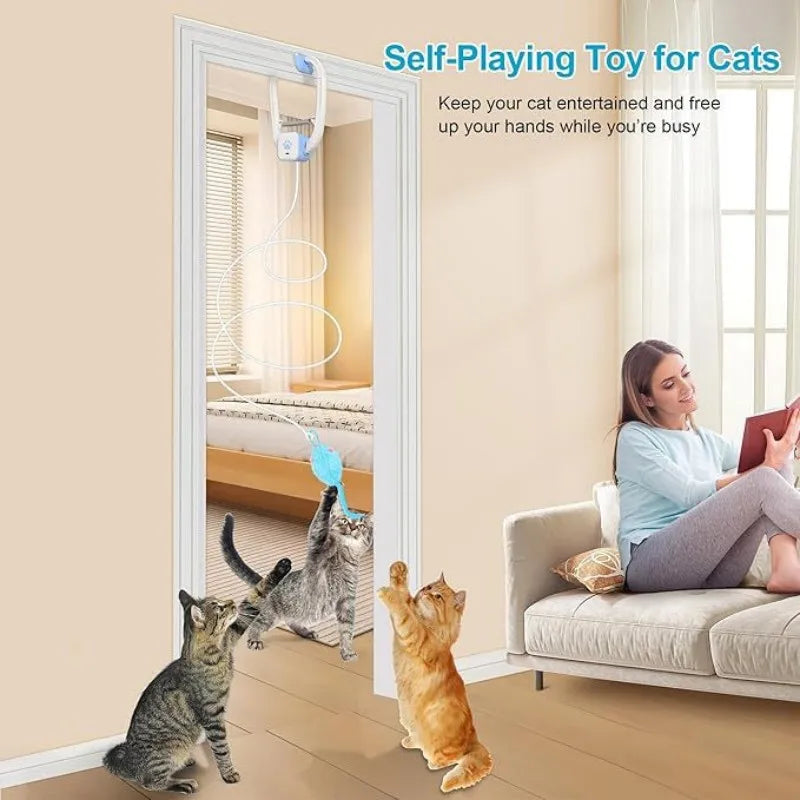 Remote-controlled Cat Toys Swing Sticky Disc Elastic Hanging Door Teasing Cat Rope Long Rope Teasing Cat Cat Toy Pet Kitten Toy